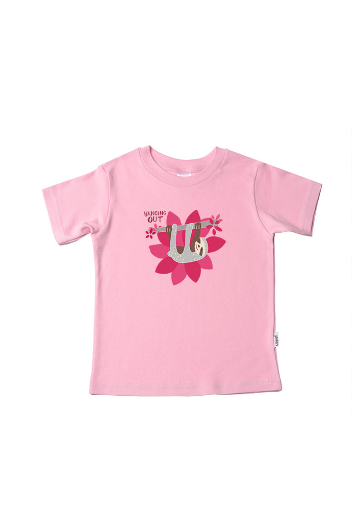 Kinder-T-Shirt aus Bio-Baumwolle in rosa mit Faultier