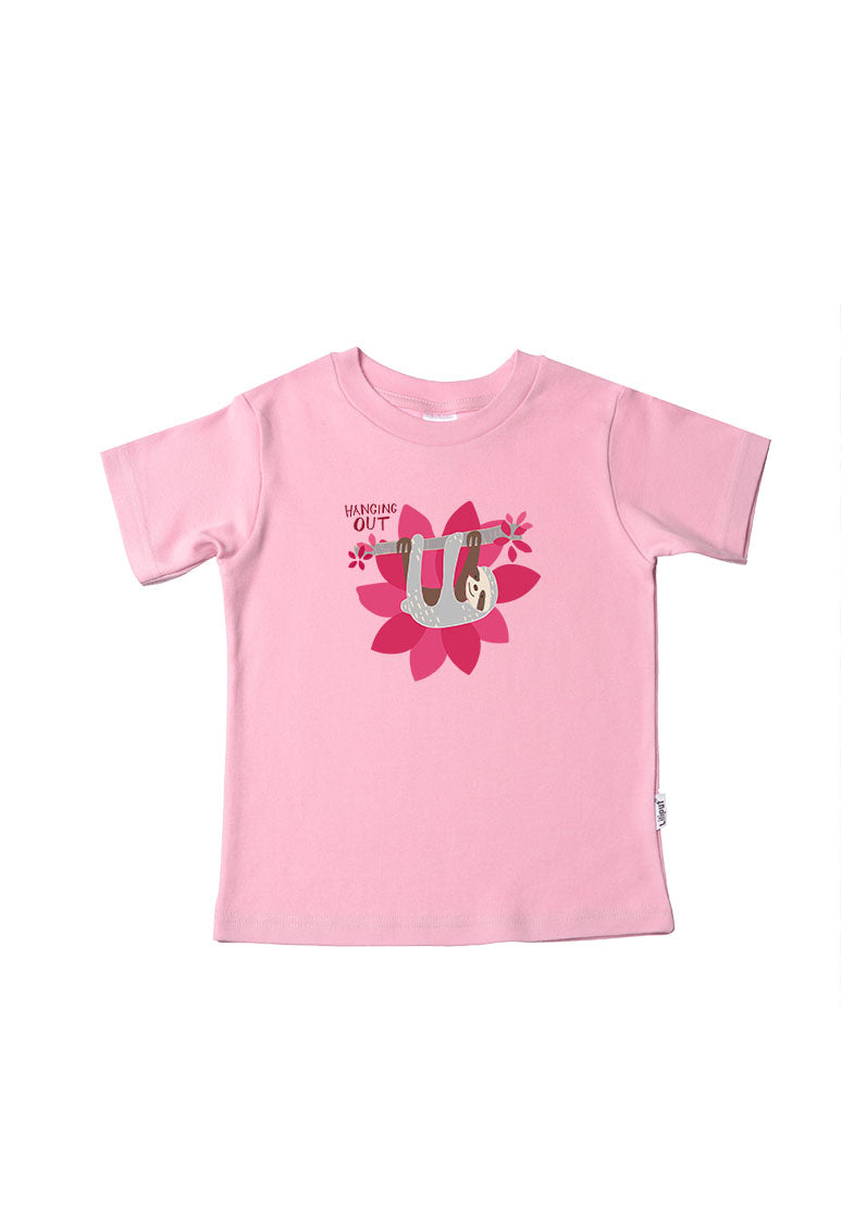 Kinder-T-Shirt aus Bio-Baumwolle in rosa mit Faultier
