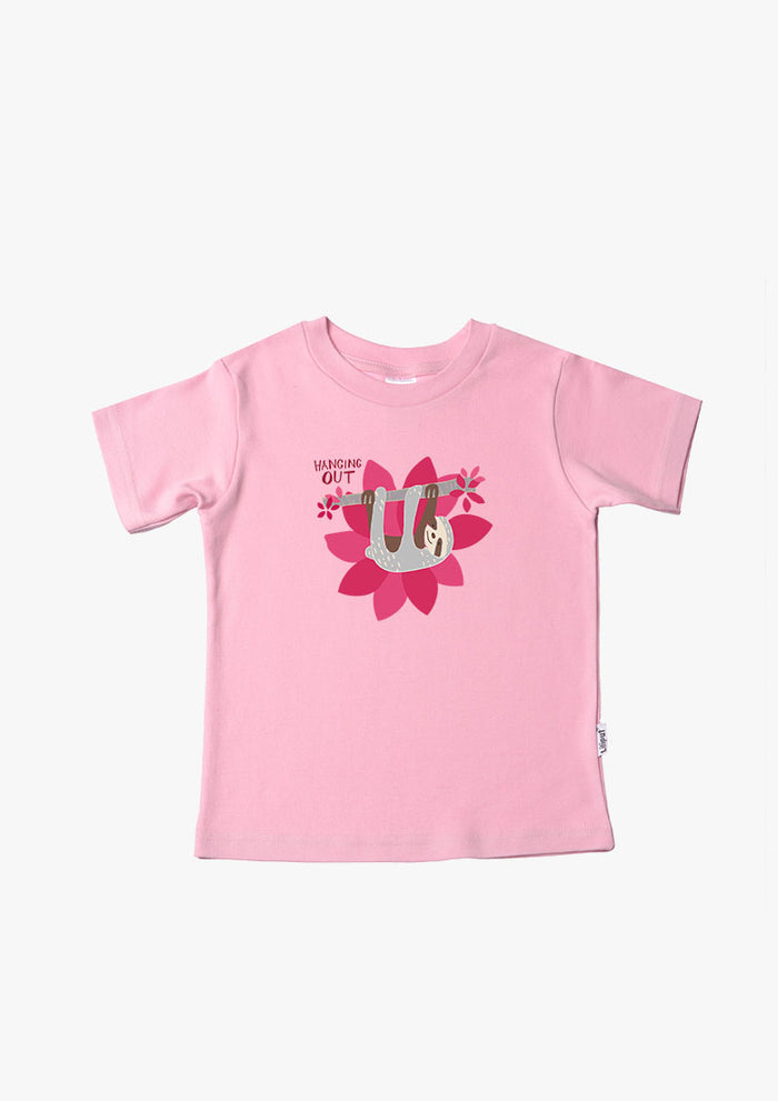 Kinder-T-Shirt aus Bio-Baumwolle in rosa mit Faultier