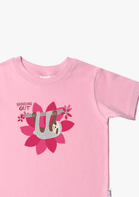 Kinder-T-Shirt aus Bio-Baumwolle in rosa mit Faultier