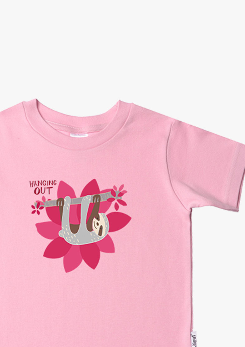 Kinder-T-Shirt aus Bio-Baumwolle in rosa mit Faultier