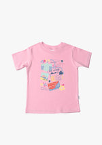 Kinder-T-Shirt aus Bio-Baumwolle in rosa mit Urlaub