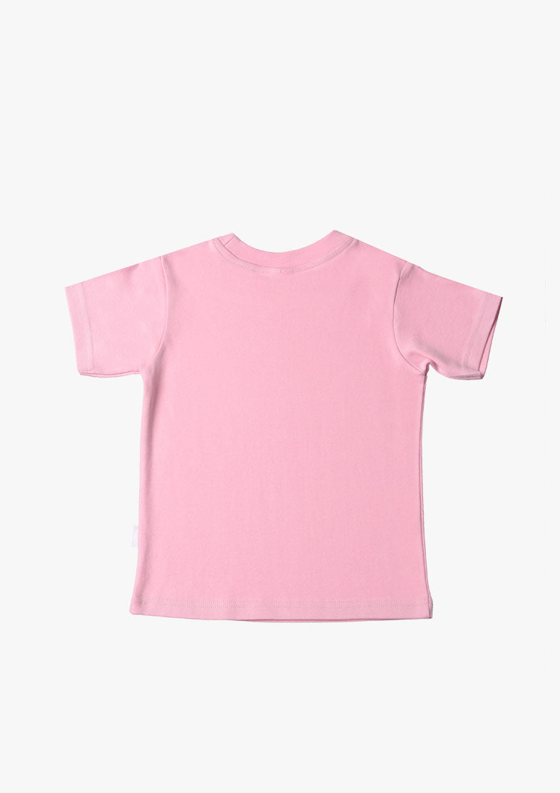 Kinder-T-Shirt aus Bio-Baumwolle in rosa mit Urlaub