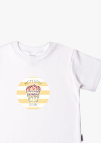 Kinder-T-Shirt aus Bio-Baumwolle in weiß mit cupcake