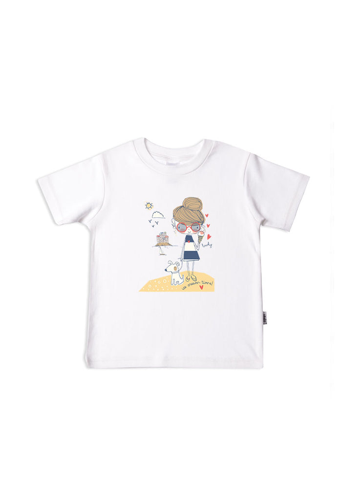 Kinder-T-Shirt aus Bio-Baumwolle in weiß mit Icecream