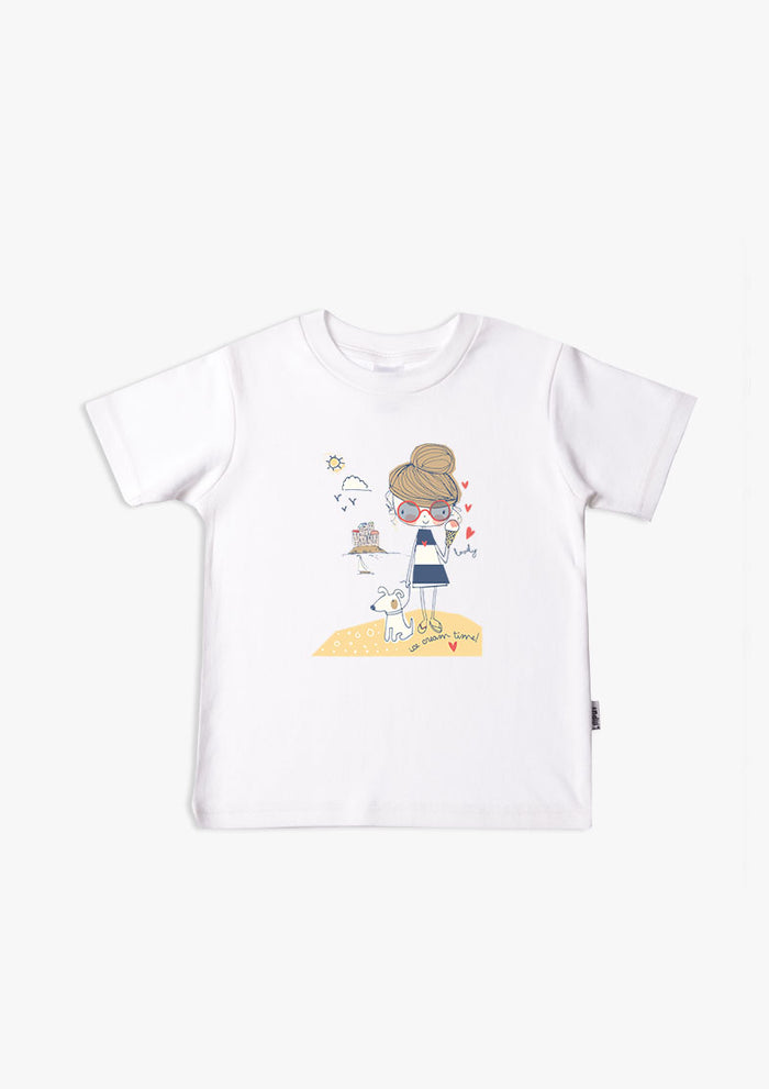 Kinder-T-Shirt aus Bio-Baumwolle in weiß mit Icecream