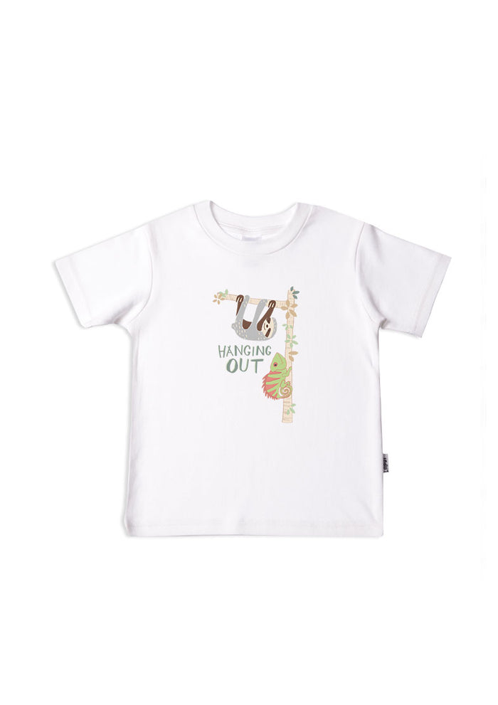 Kinder-T-Shirt aus Bio-Baumwolle in weiß mit Faultier
