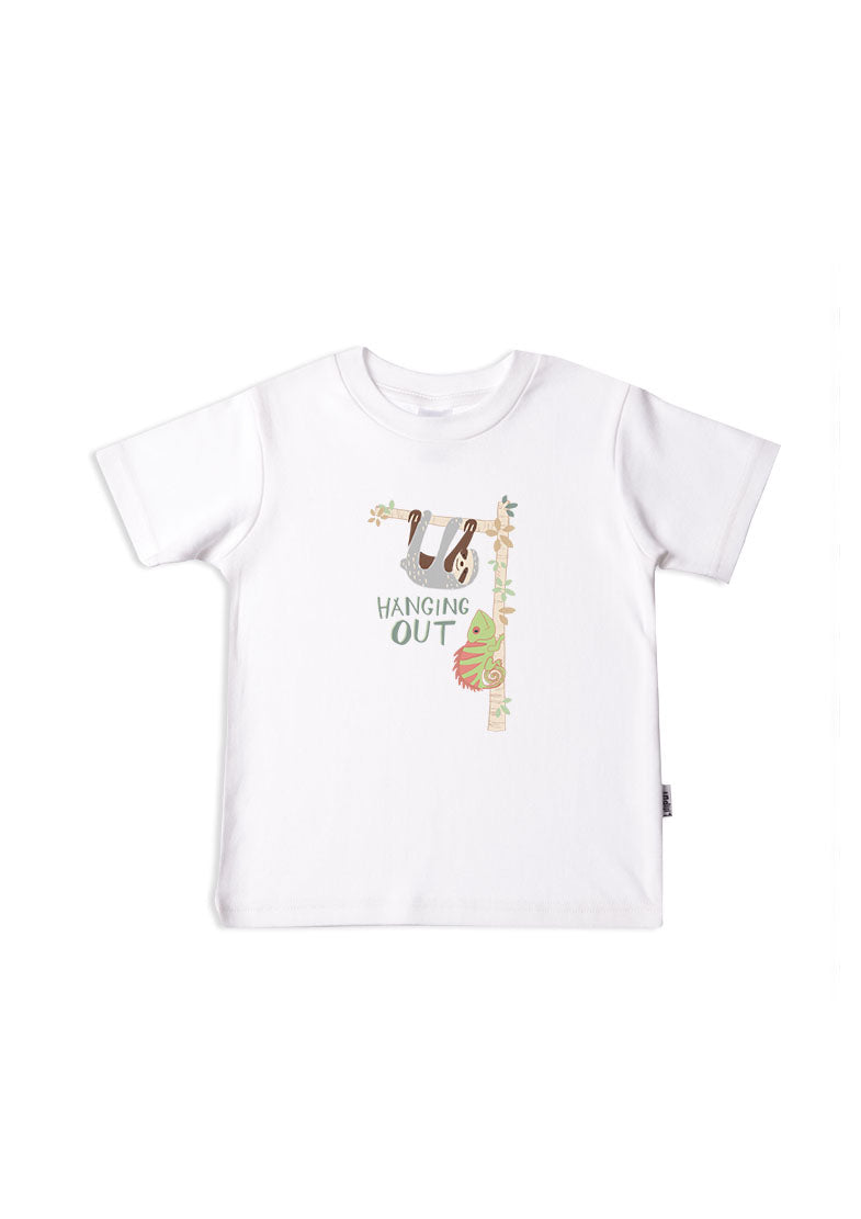 Kinder-T-Shirt aus Bio-Baumwolle in weiß mit Faultier