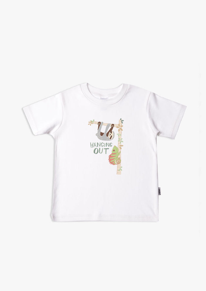 Kinder-T-Shirt aus Bio-Baumwolle in weiß mit Faultier