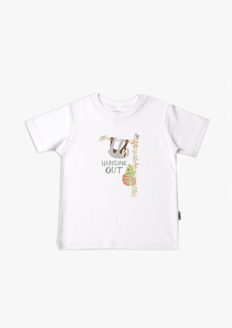Kinder-T-Shirt aus Bio-Baumwolle in weiß mit Faultier