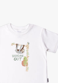 Kinder-T-Shirt aus Bio-Baumwolle in weiß mit Faultier