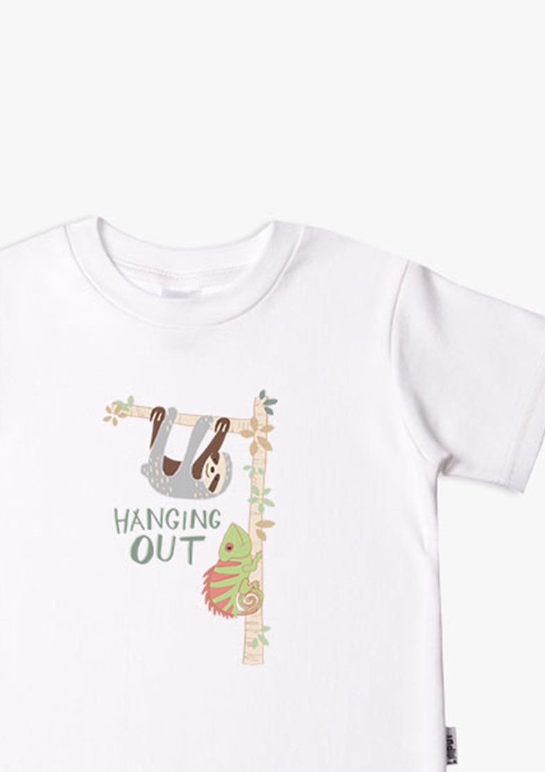 Kinder-T-Shirt aus Bio-Baumwolle in weiß mit Faultier