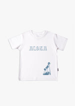 Kinder-T-Shirt aus Bio-Baumwolle in weiß mit Palmen
