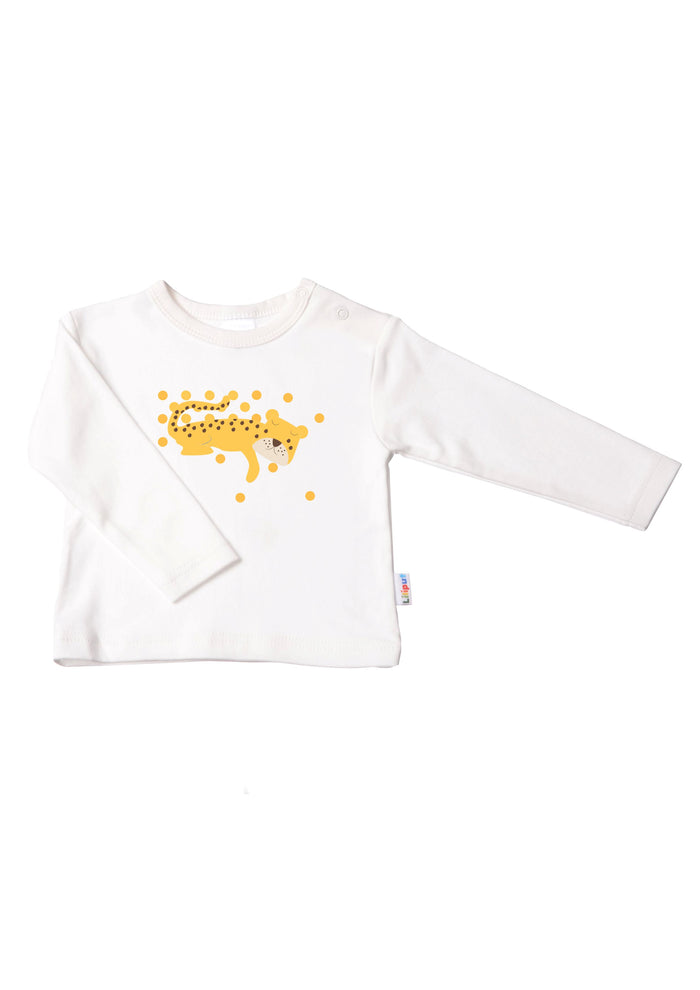 Langarmshirt in ecru mit Leo