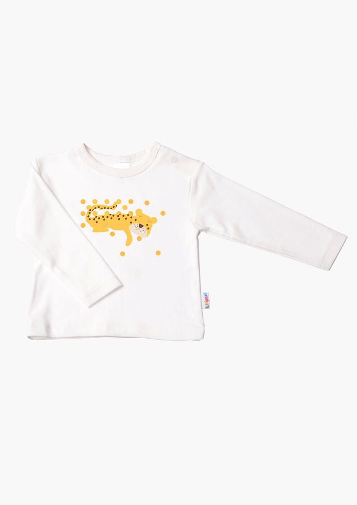 Langarmshirt in ecru mit Leo