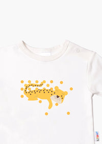 Langarmshirt in ecru mit Leo