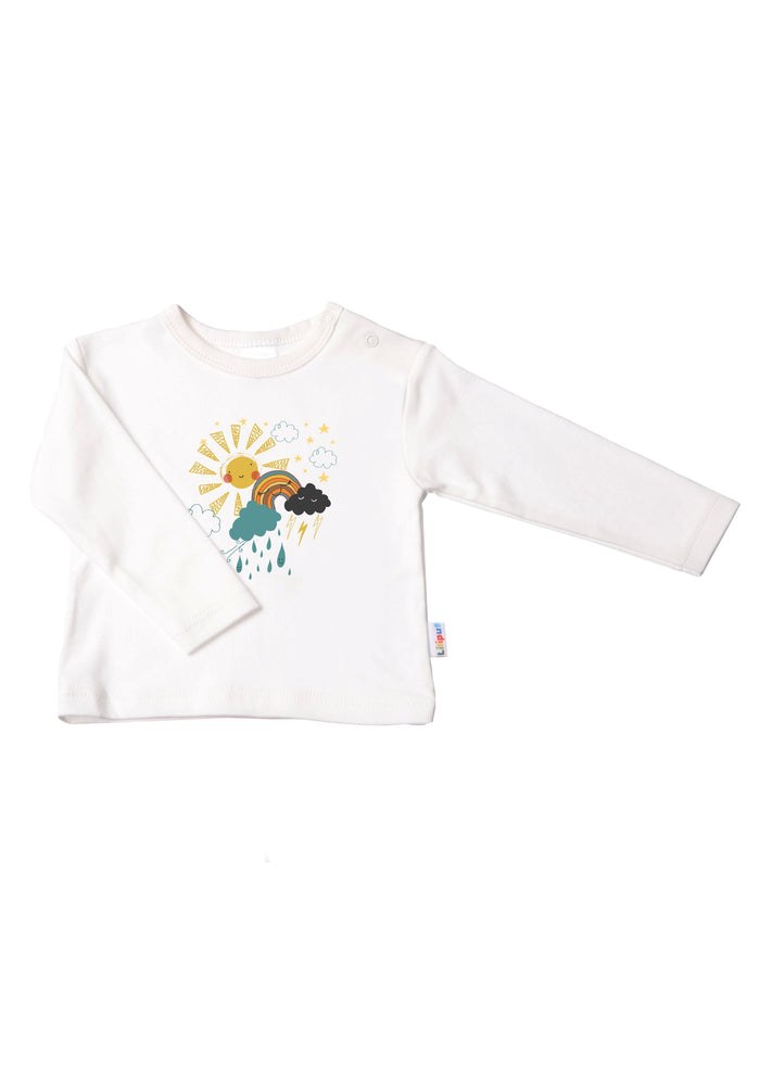 Langarmshirt in ecru mit "Unwetter"