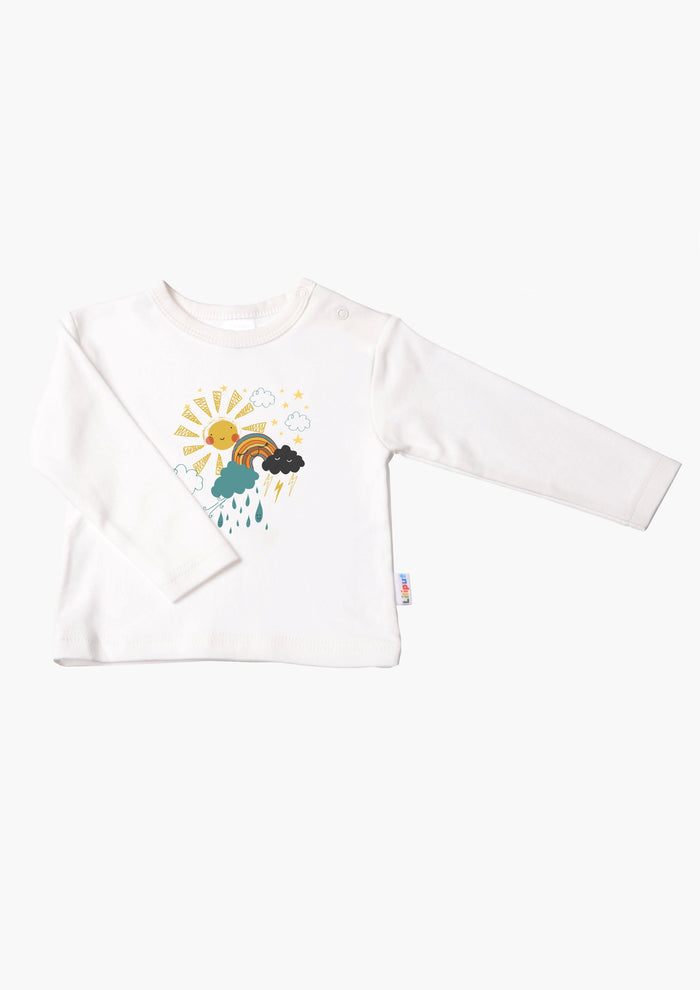 Langarmshirt in ecru mit "Unwetter"