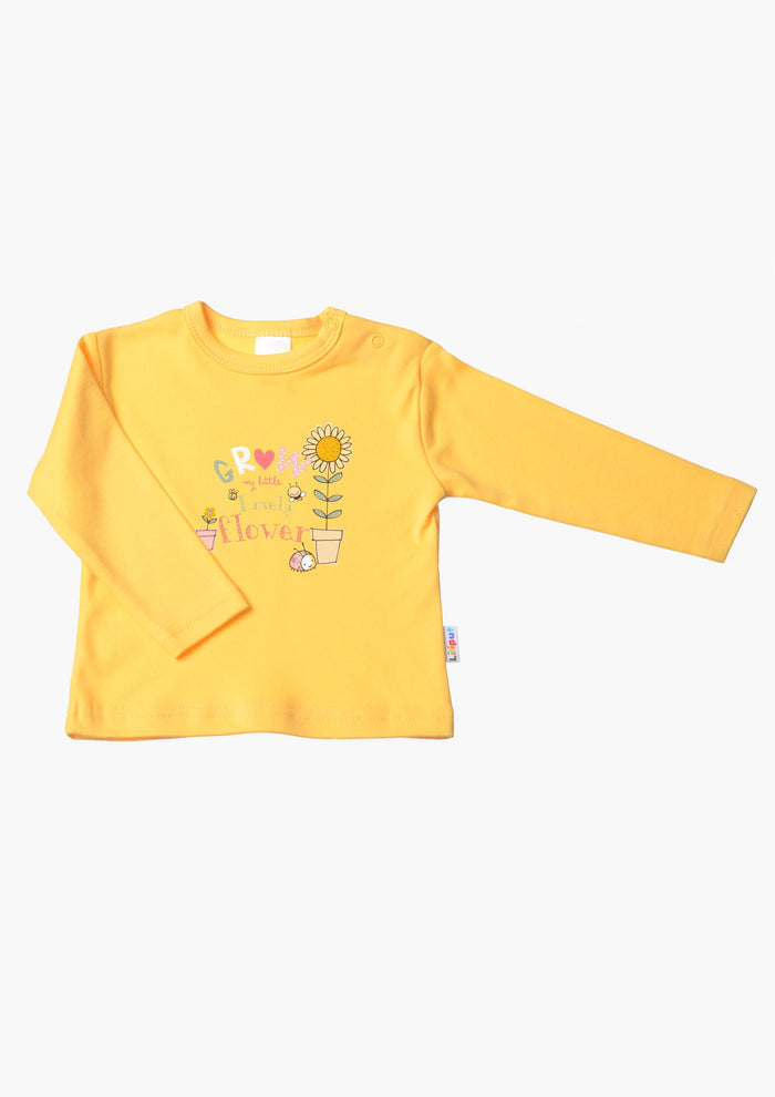 Langarmshirt in gelb mit Grow little flower