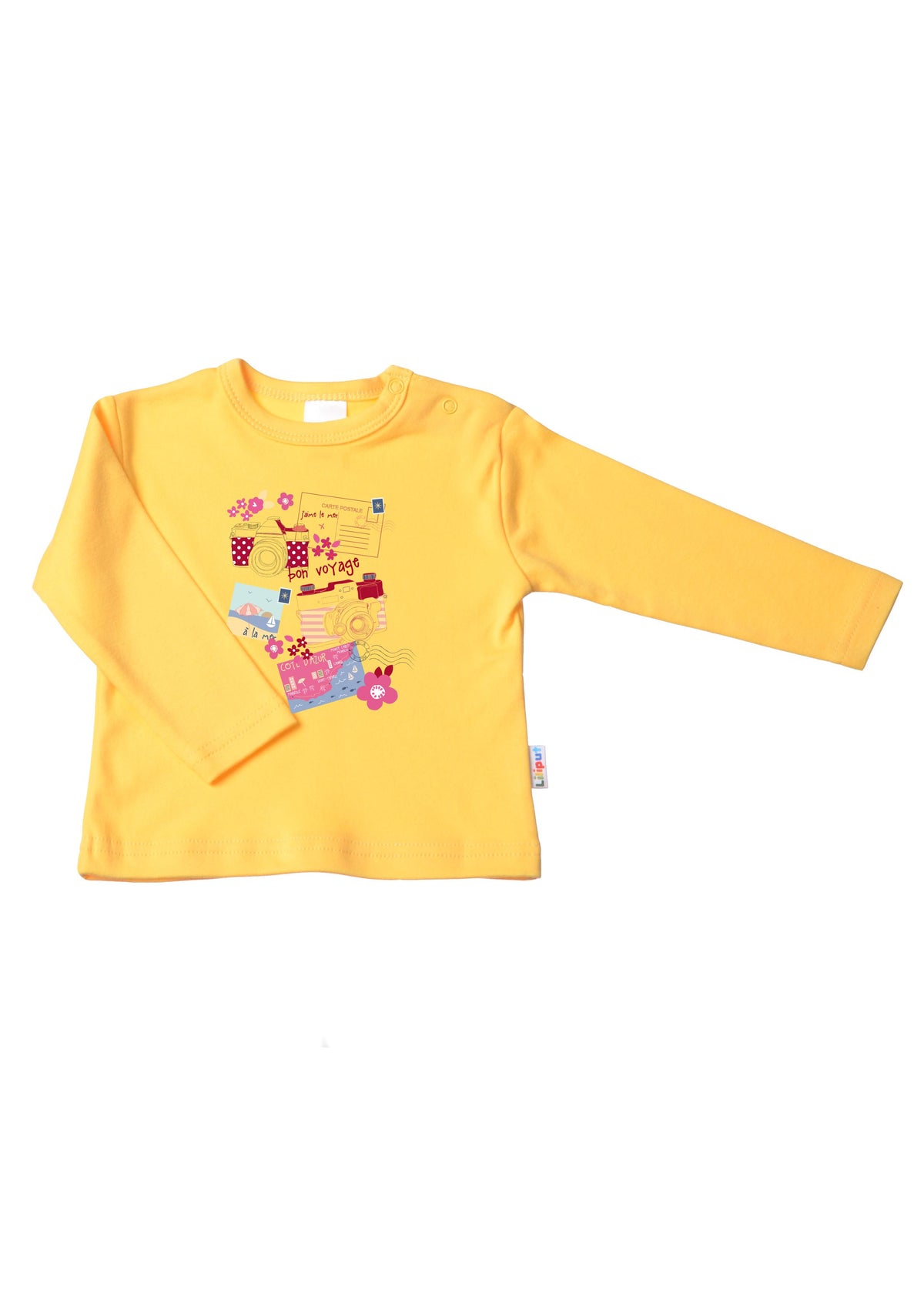 Langarmshirt in gelb mit Bon Voyage