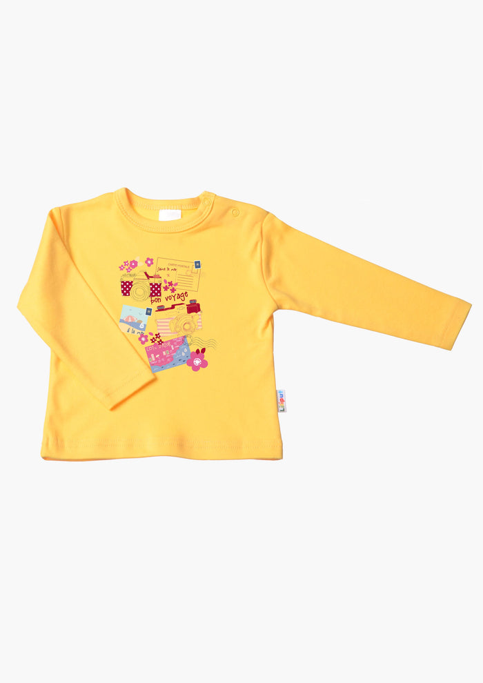 Langarmshirt in gelb mit Bon Voyage