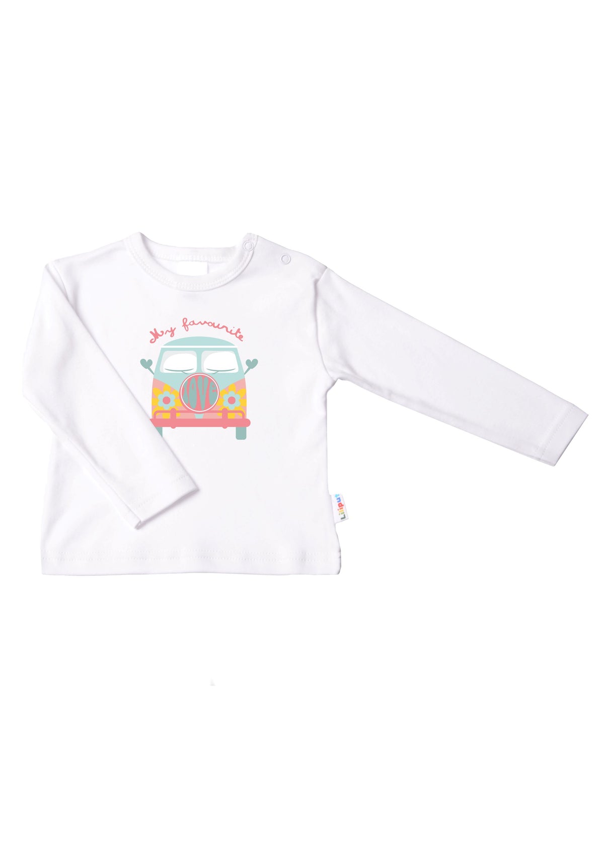 Langarmshirt in weiß mit Bulli-Hippie