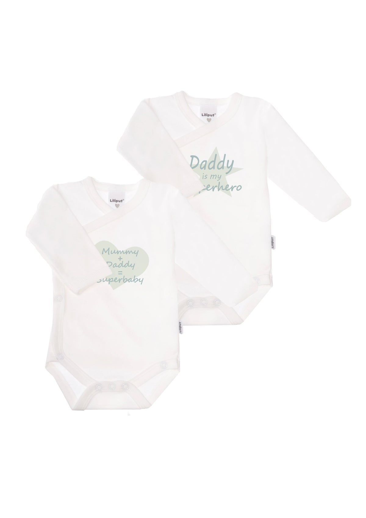 2er-Pack Langarm-Wickelbodys mit "Superhero Daddy"