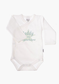 2er-Pack Langarm-Wickelbodys mit "Superhero Daddy"
