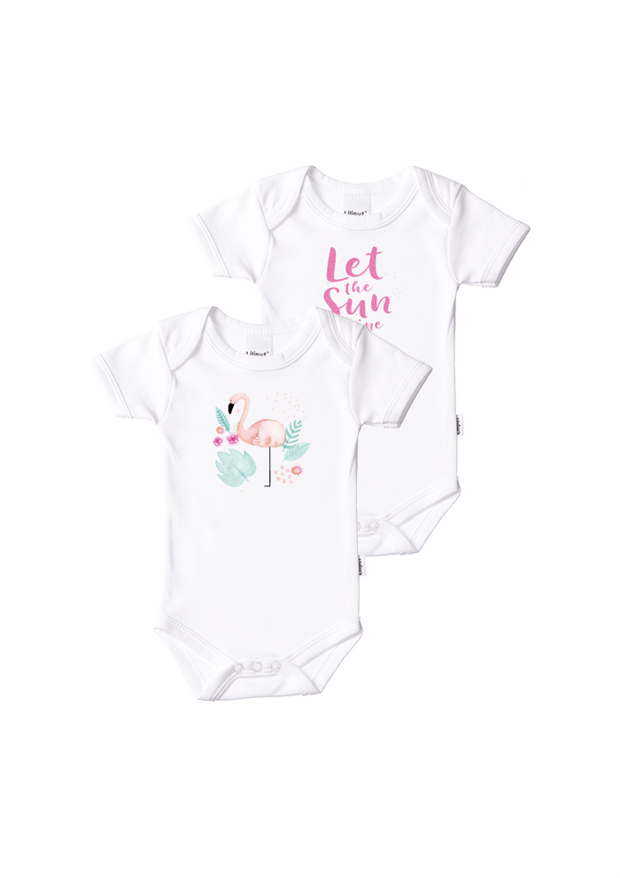 2er-Pack Kurzarm-Amineckbodys in weiß mit Let the sun shine