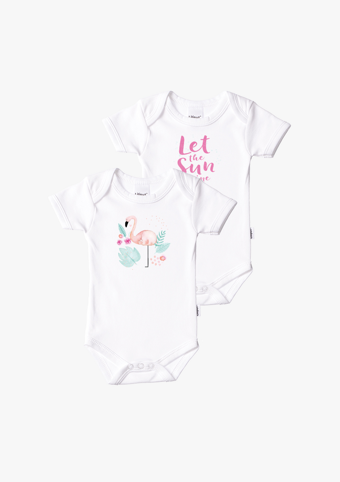 2er-Pack Kurzarm-Amineckbodys in weiß mit Let the sun shine