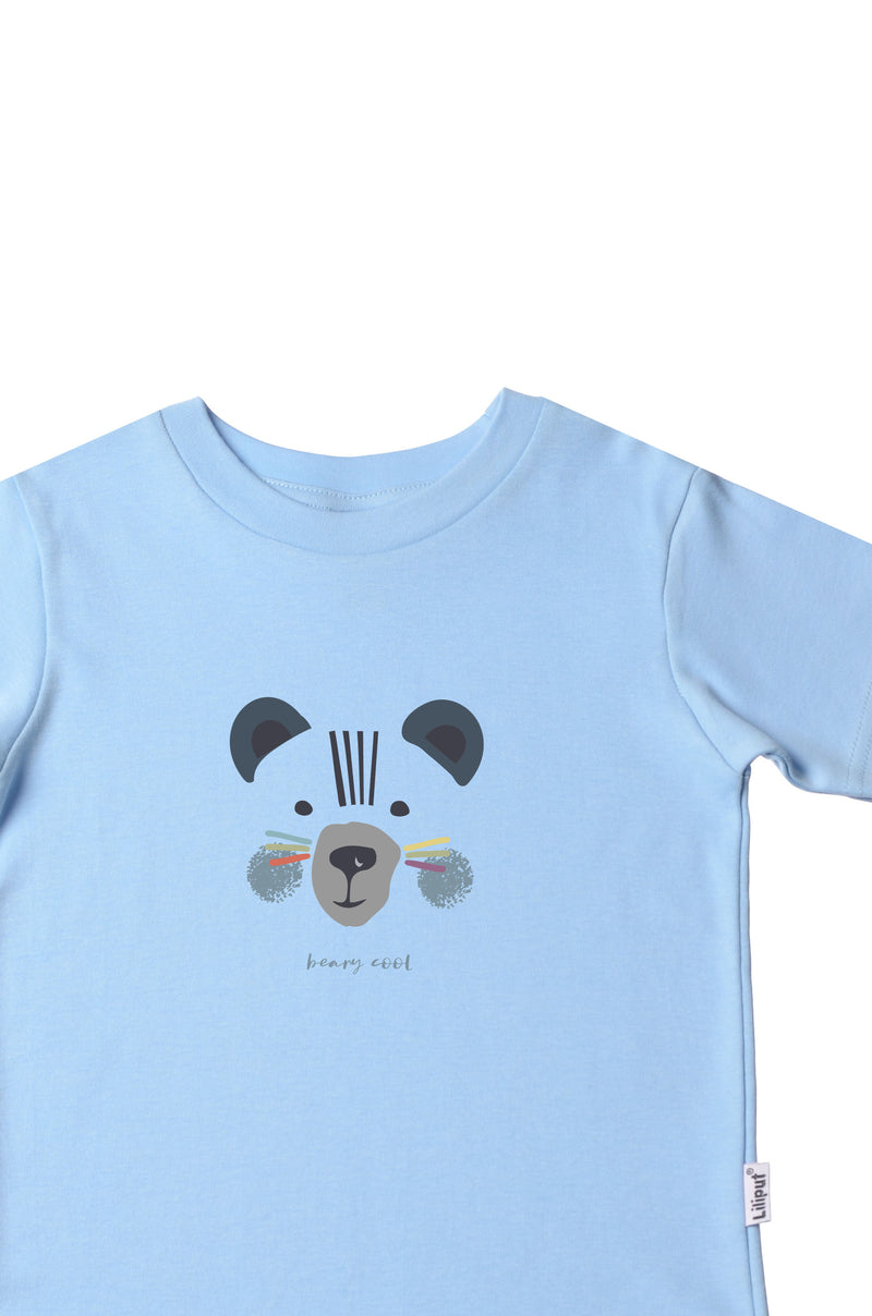 Detailfoto Rundhals T-Shirt mit Bären Print