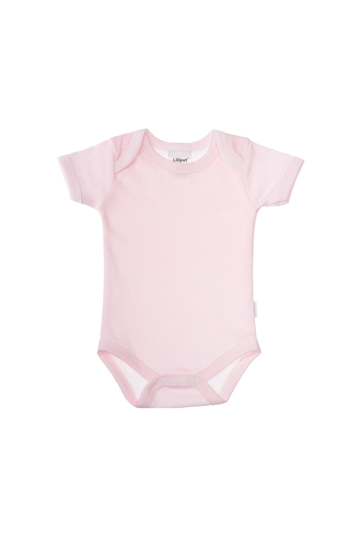 Kurzarm-Amineckbody in rosa-gestreift