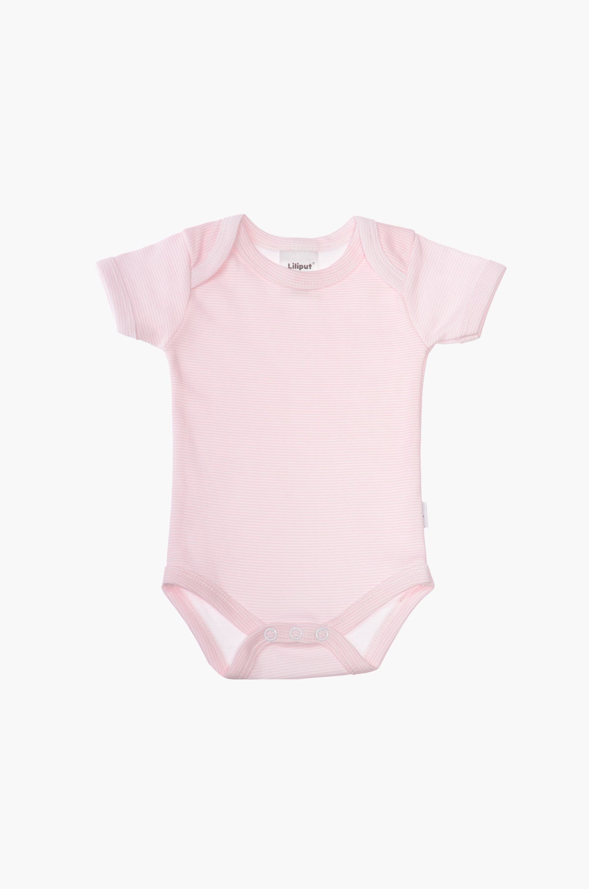 Kurzarm-Amineckbody in rosa-gestreift