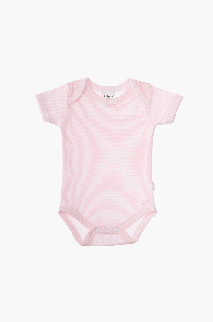 Kurzarm-Amineckbody in rosa-gestreift