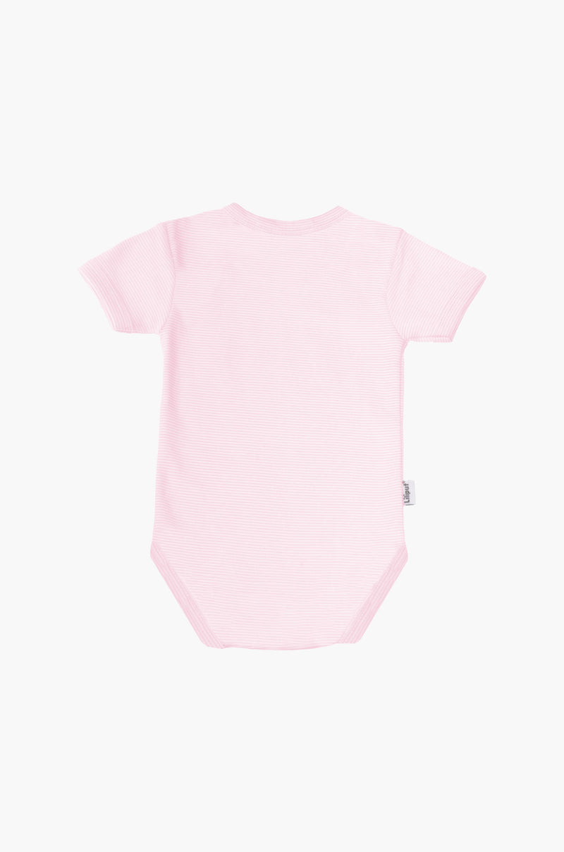 Kurzarm-Amineckbody in rosa-gestreift