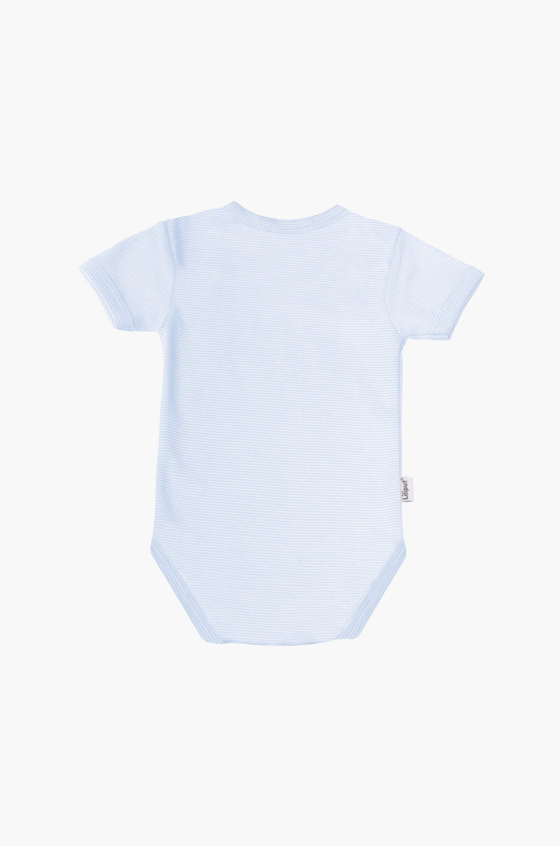 Kurzarm-Amineckbody in hellblau-gestreift