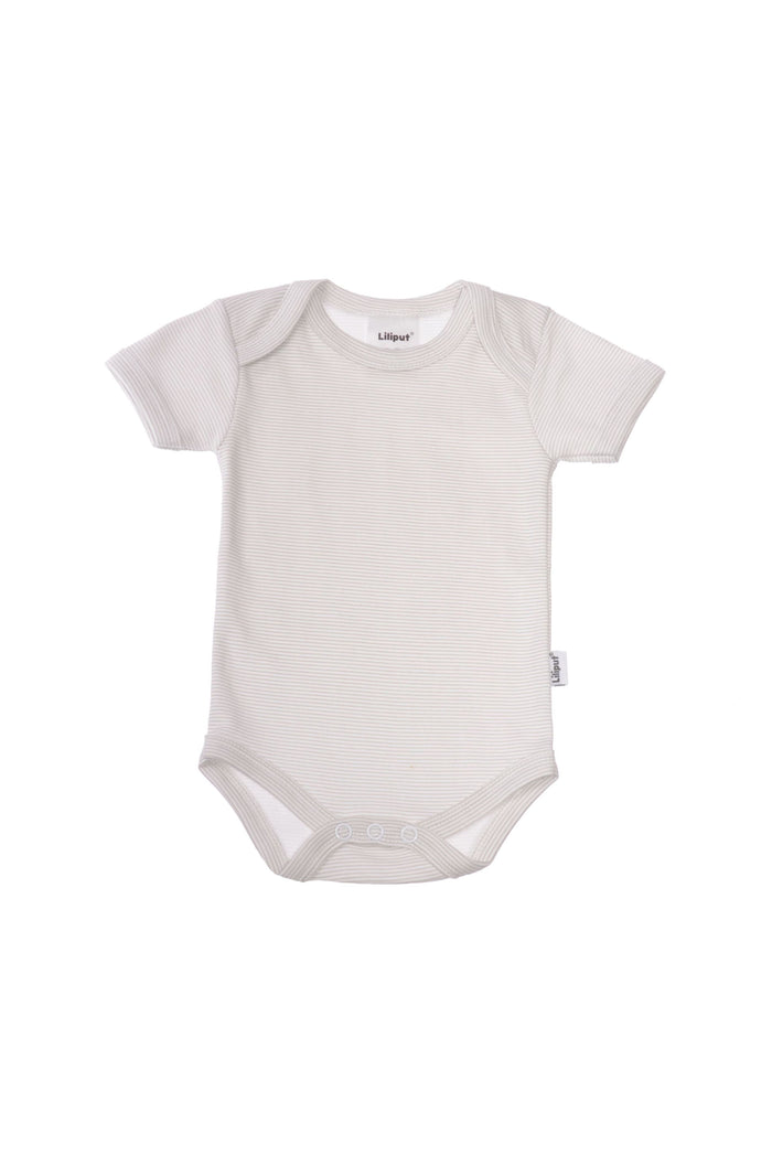 Kurzarm-Amineckbody in grau-gestreift