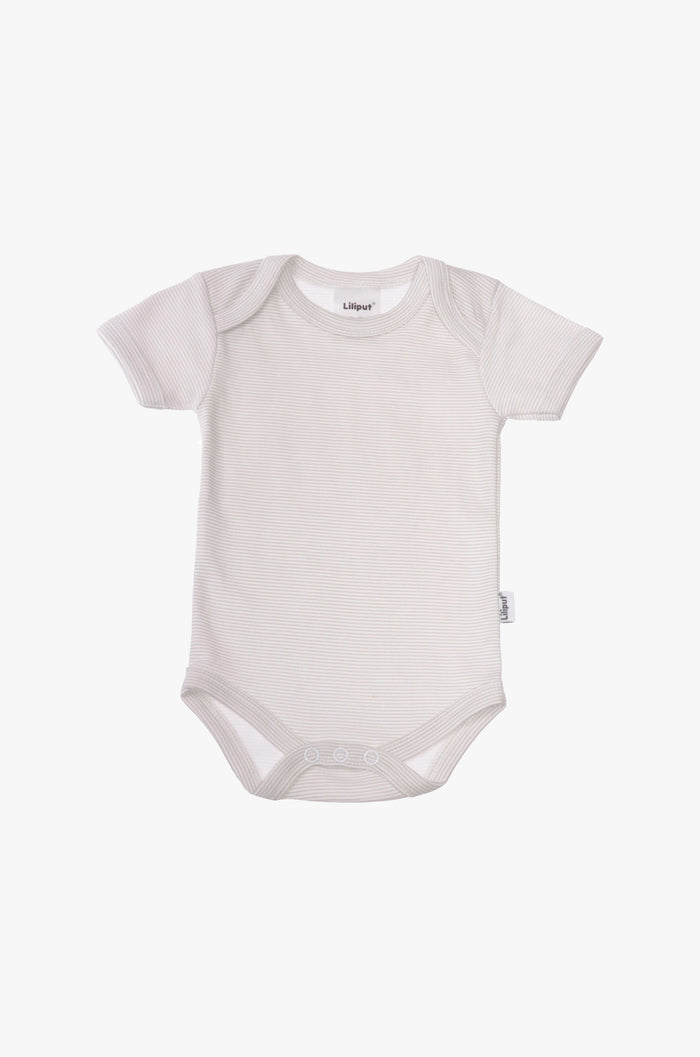 Kurzarm-Amineckbody in grau-gestreift