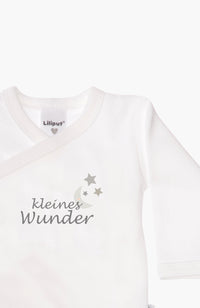 2er-Pack Langarm-Wickelbodys in gestreift mit "Kleines Wunder"