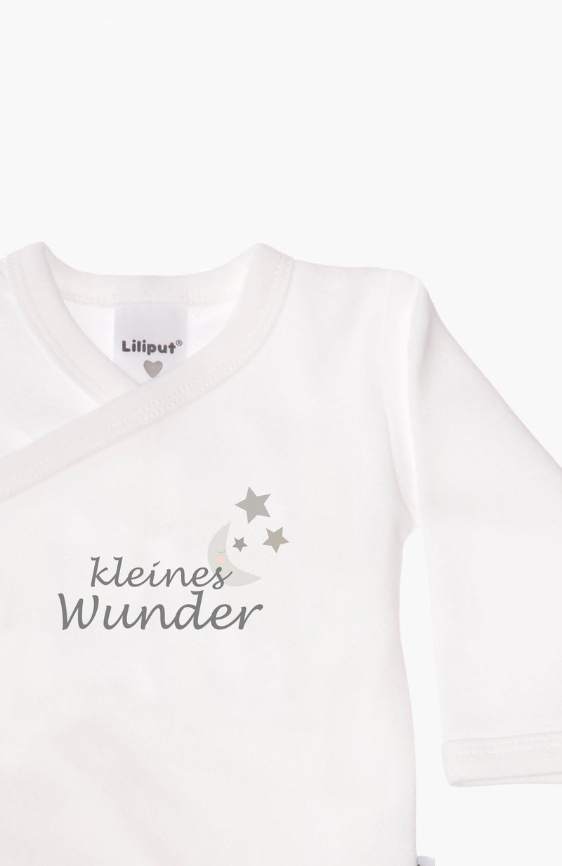 2er-Pack Langarm-Wickelbodys in gestreift mit "Kleines Wunder"