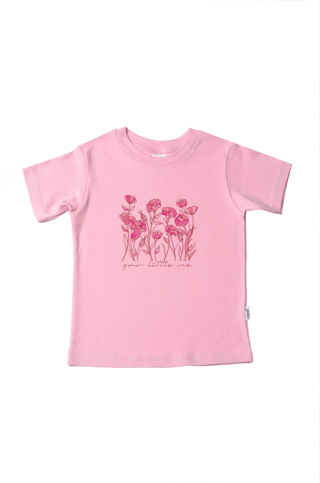 Rosa Kinder Bio-Baumwoll – Aufdruck mit T-Shirt Liliput Blümchen