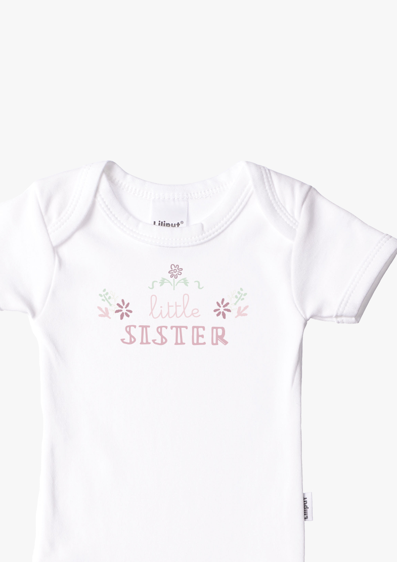 Kurzarm-Amineckbody in weiß mit Little Sister