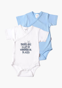 2er-Pack Kurzarm-Wickelbodys aus Bio-Baumwolle mit "Wonderful Places"