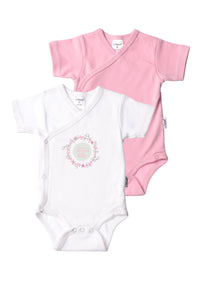 2er-Pack Wickelbodys aus Bio-Baumwolle in Weiß und Rosa mit "nature baby"