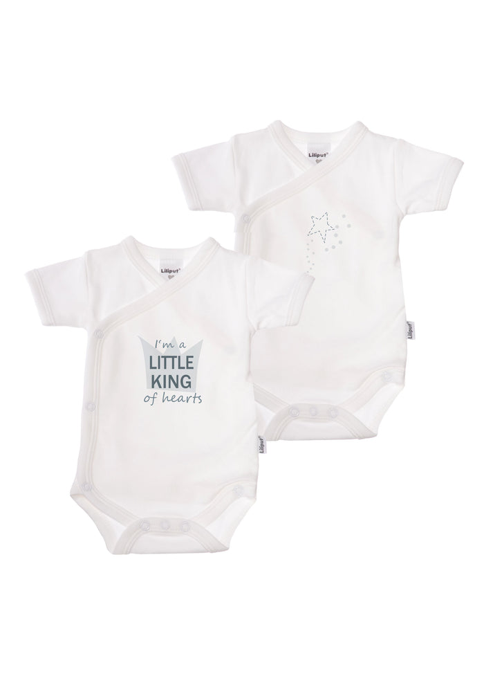 2er-Pack Kurzarm-Wickelbodys mit "Little King"