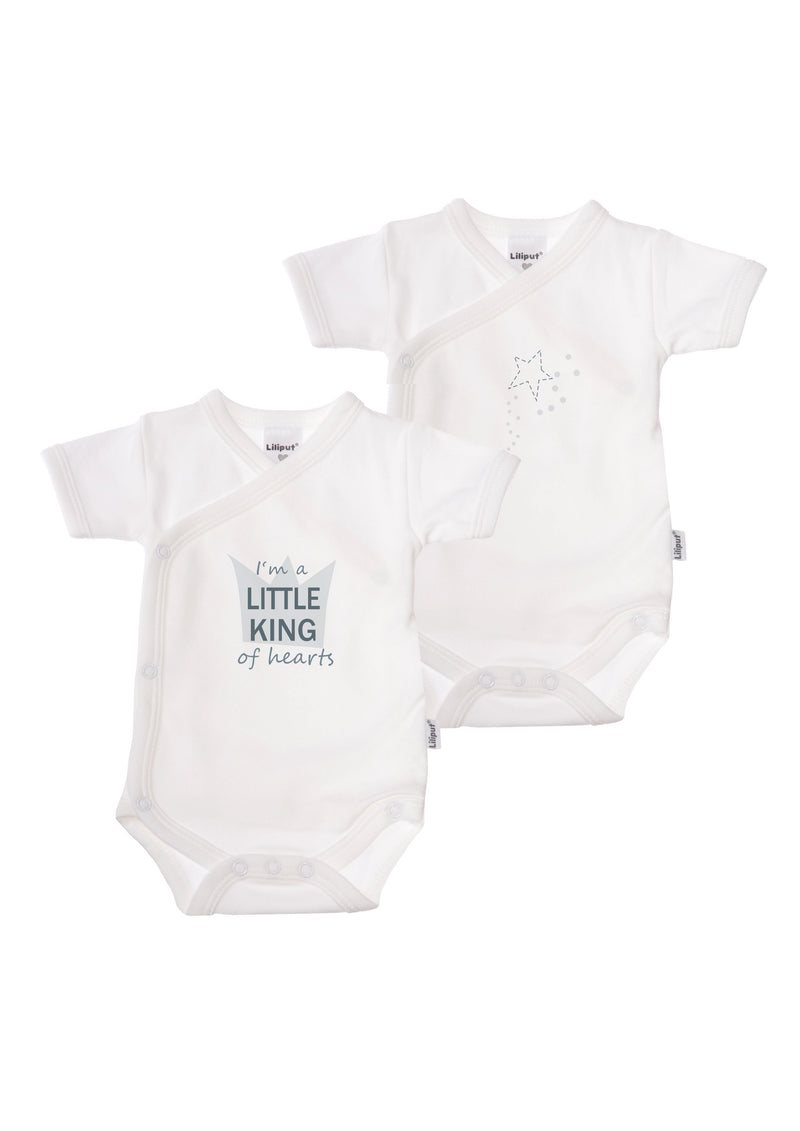 2er-Pack Kurzarm-Wickelbodys mit "Little King"