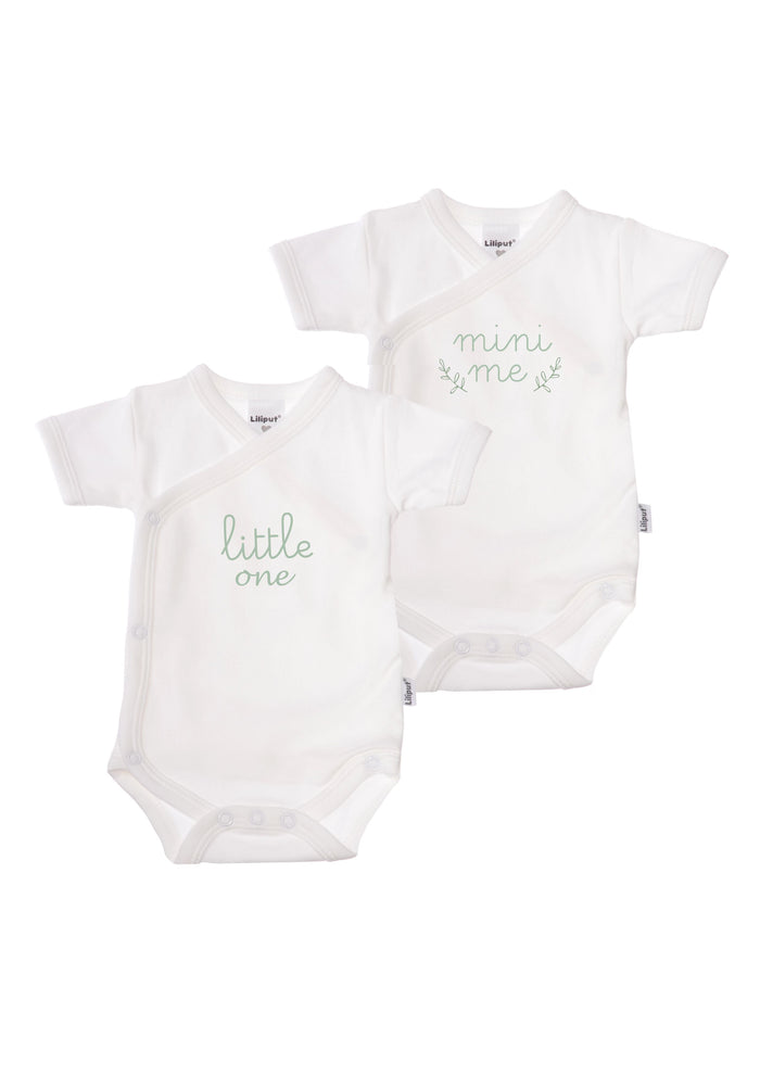 2er-Pack Kurzarm-Wickelbodys mit "mini me" und "little one"