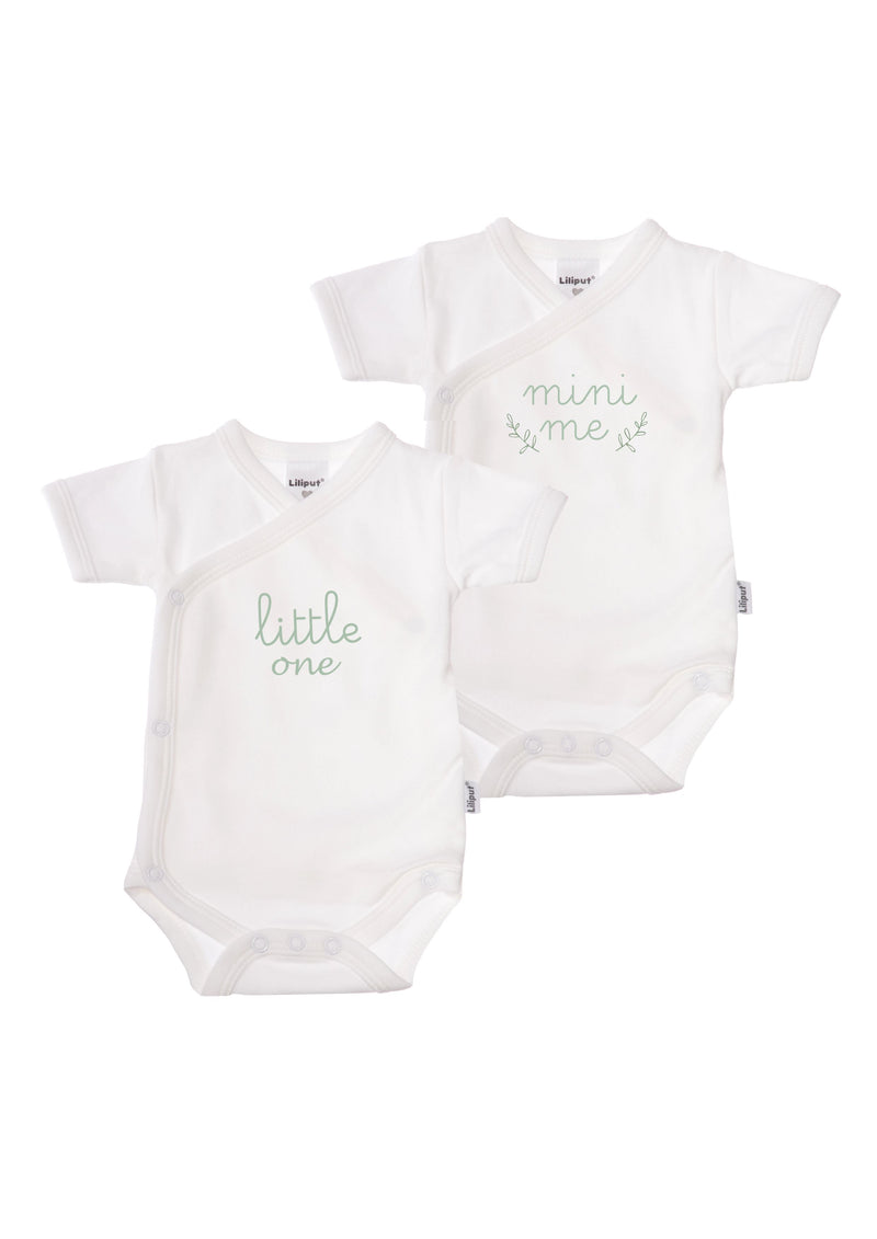 2er-Pack Kurzarm-Wickelbodys mit "mini me" und "little one"