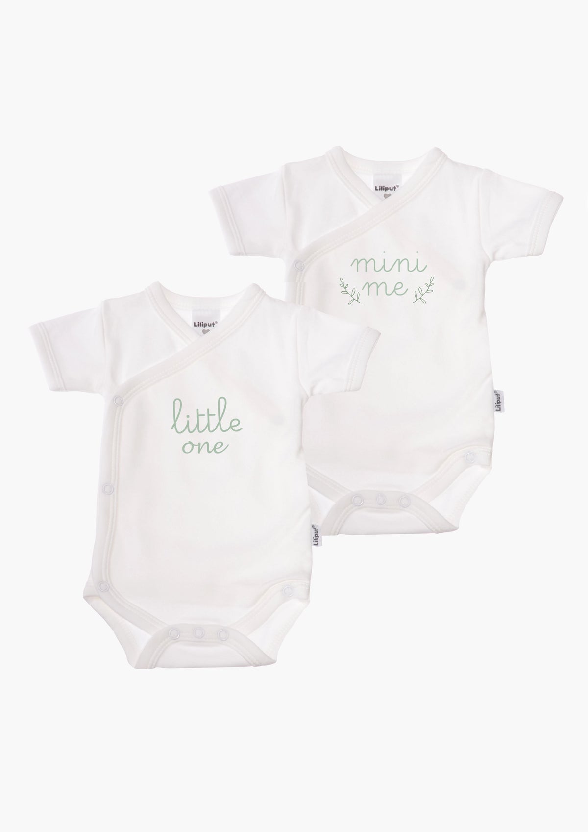 2er-Pack Kurzarm-Wickelbodys mit "mini me" und "little one"