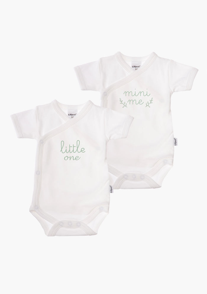 2er-Pack Kurzarm-Wickelbodys mit "mini me" und "little one"
